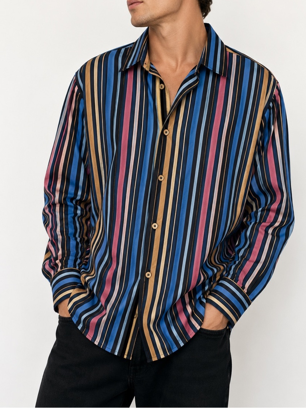 Vintage Lansky Bros. “Clothier to the King” Striped Mullti color Shirt XL